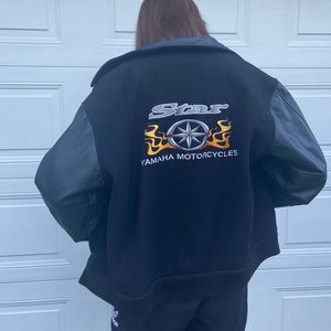 Vintage ‘Yamaha Motorcycles’ varsity leather jacket